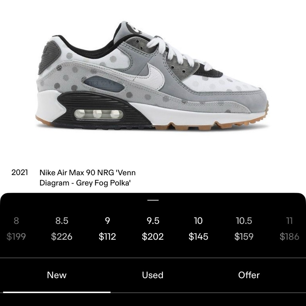 Nike Air Max 90 NRG ‘Venn Diagram - Grey Fog Polka Dot” shoes (M 9.5 / W 11) - Picture 9 of 9